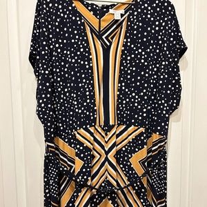 London Times Short Sleeve Midi Shift Dress